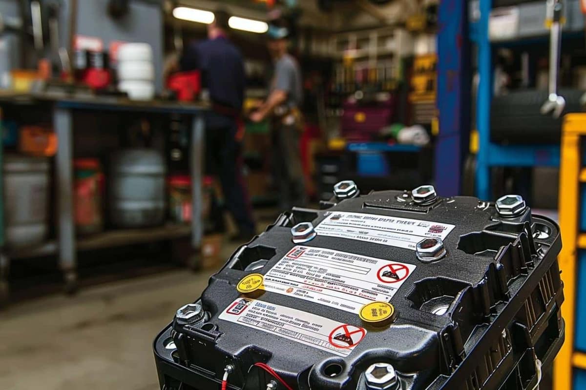 Batterie automobile propre et multimètre dans le compartiment moteur d’une voiture diesel