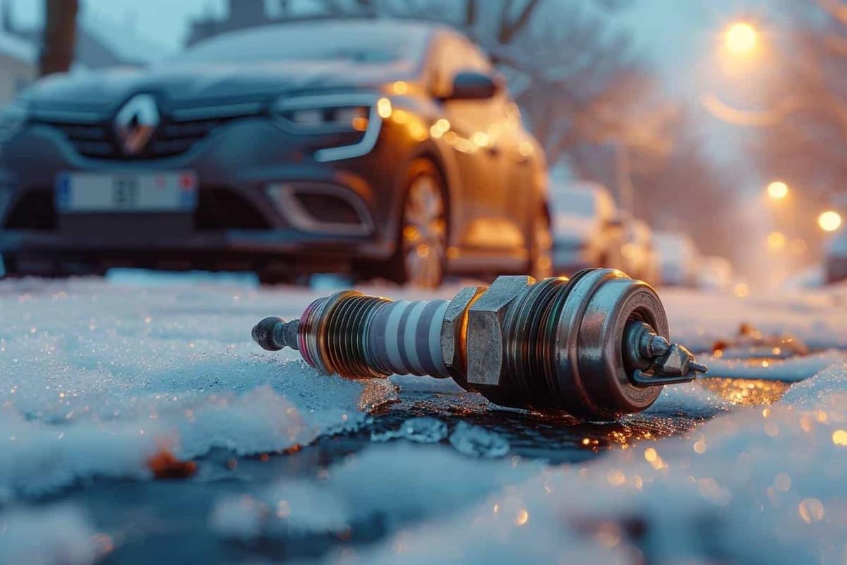Bougies de préchauffage et outils près du moteur diesel d’une voiture