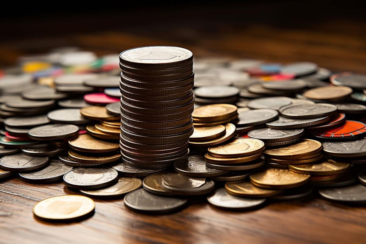Dossier de prêt, calculatrice et relevés bancaires sur une table en bois.