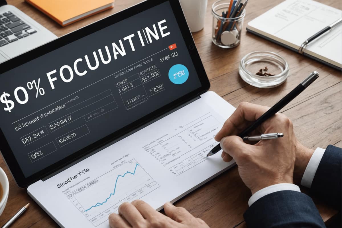 Calculatrice, justificatifs et documents fiscaux sur une table en bois clair