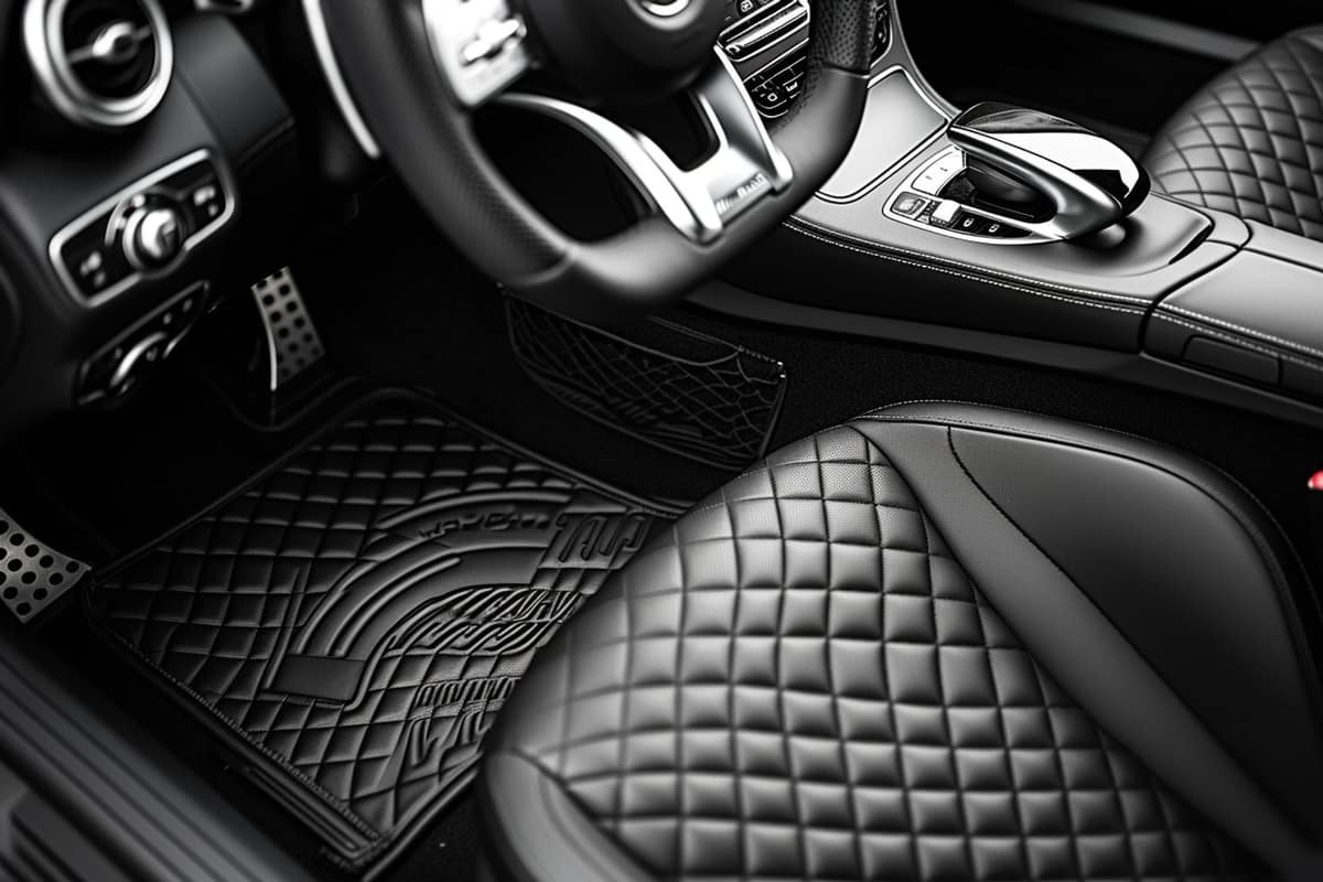 Tapis TPE noir ajusté et fixé au plancher côté conducteur