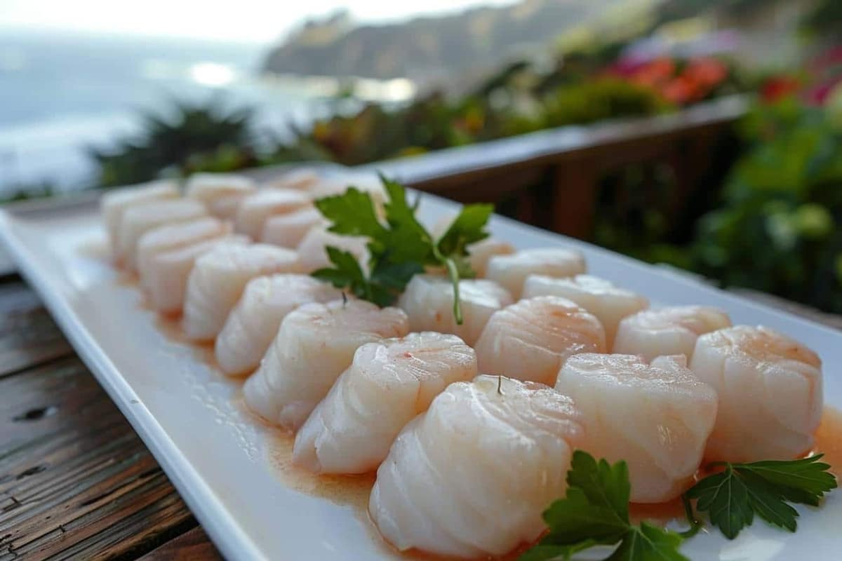 Bulots cuits au court-bouillon avec laurier, thym et sauce citronnée