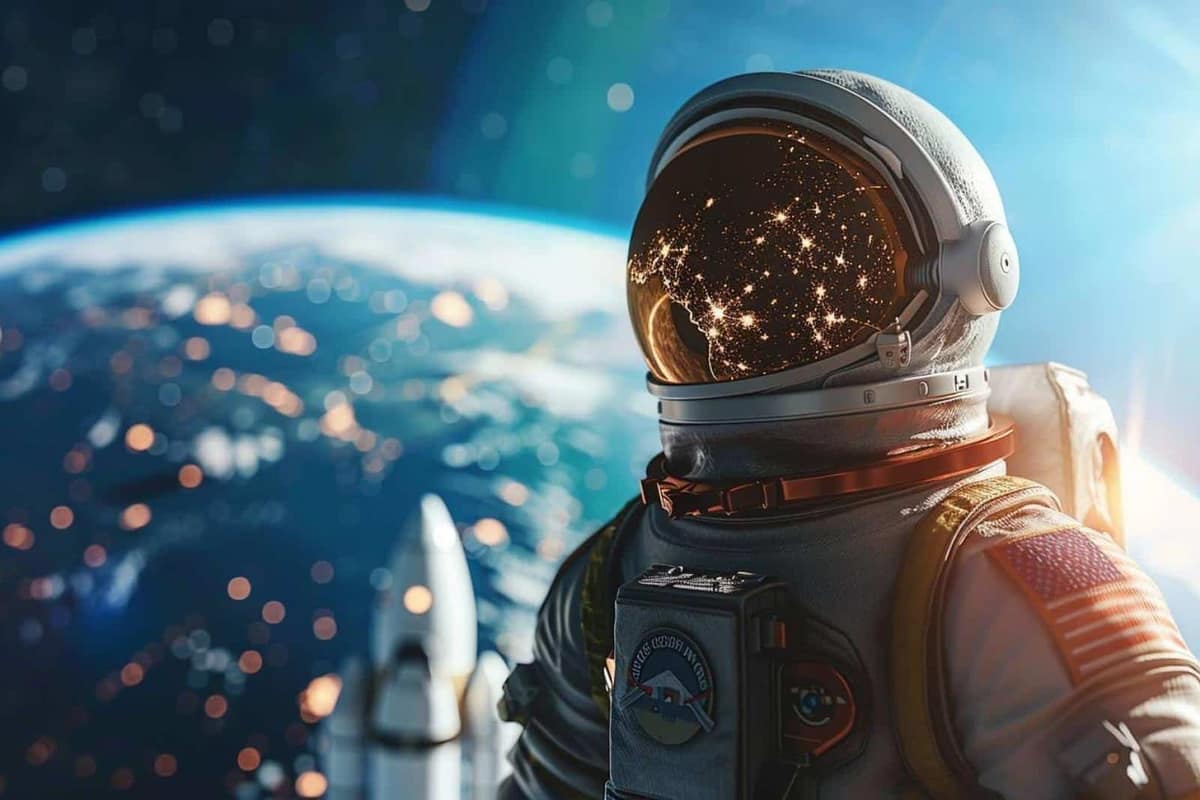 Ingénieur devant un simulateur spatial dans un centre d’entraînement européen