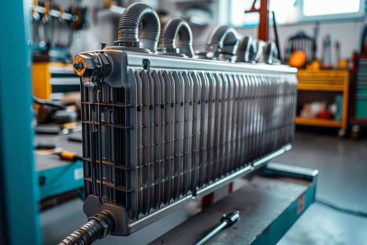 Nettoyage doux des ailettes d’un radiateur de voiture moteur froid