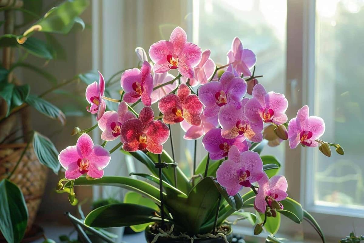 Rempotage d’une orchidée phalaenopsis dans un pot transparent avec écorces de pin