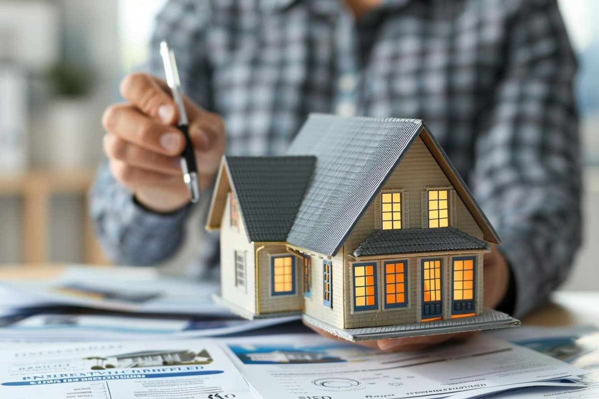 Contrat d’assurance habitation, clés et détecteur de fumée sur une table