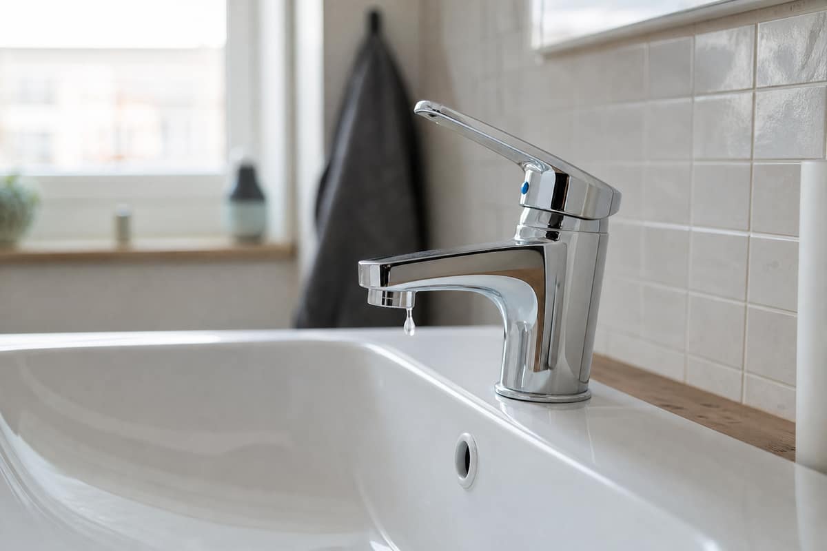 Mitigeur de lavabo fermé avec levier orienté vers l’eau froide