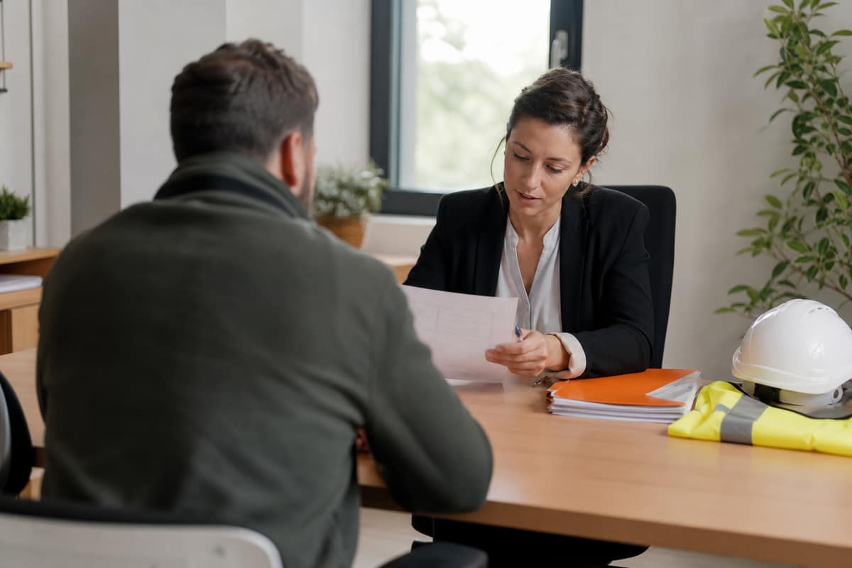 Candidat échangeant avec une recruteuse dans une agence d’intérim française