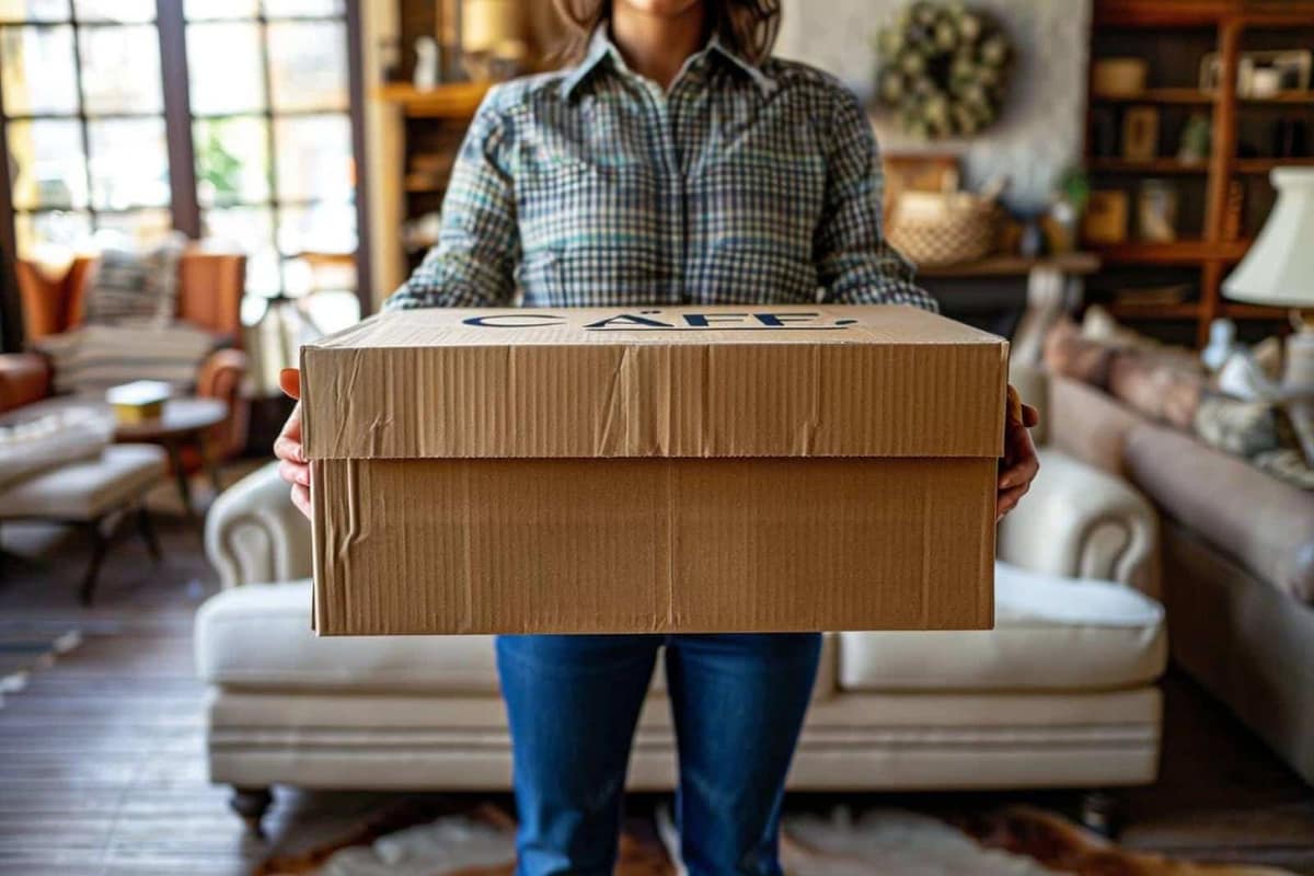 Cartons et utilitaire de location devant un immeuble lors d’un déménagement familial
