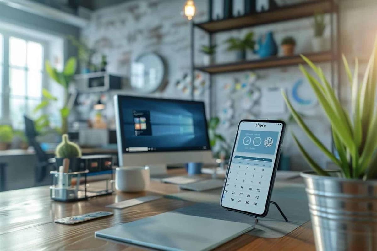 Ordinateur portable affichant les réglages de partage d’un calendrier numérique