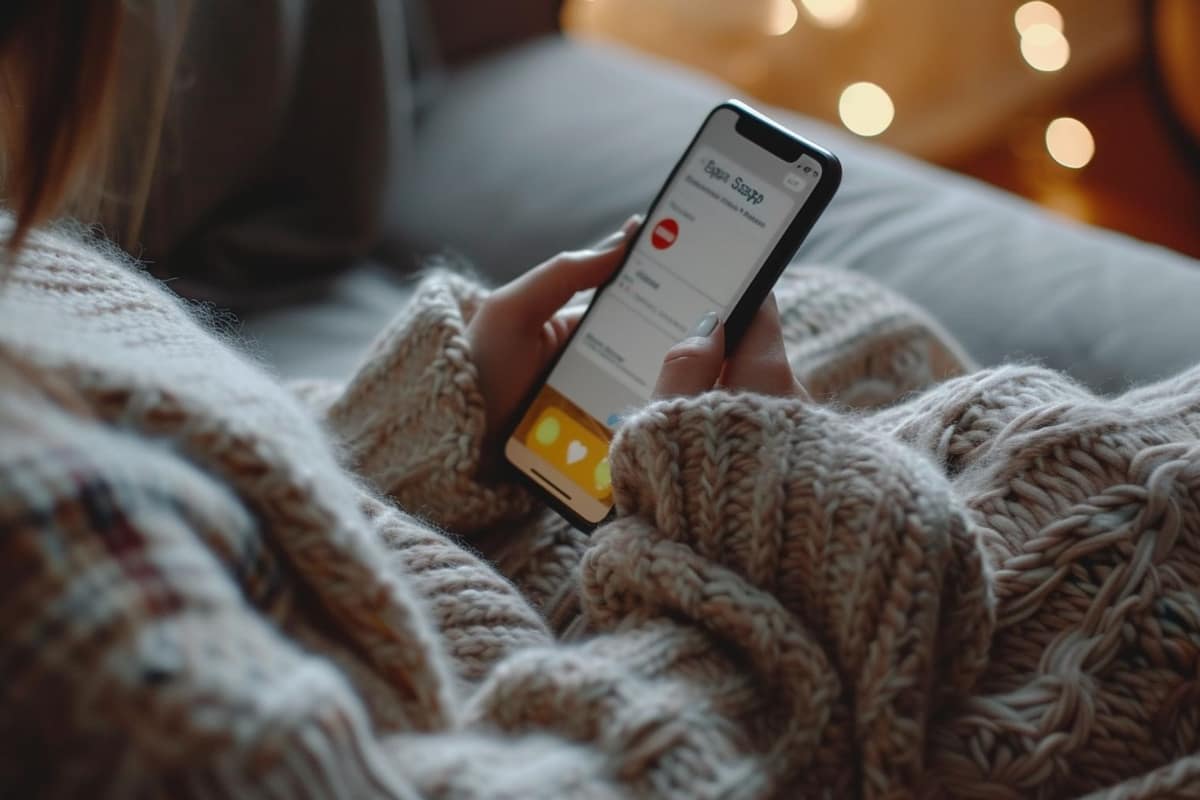 Mains tenant un smartphone devant un écran de connexion à un réseau social