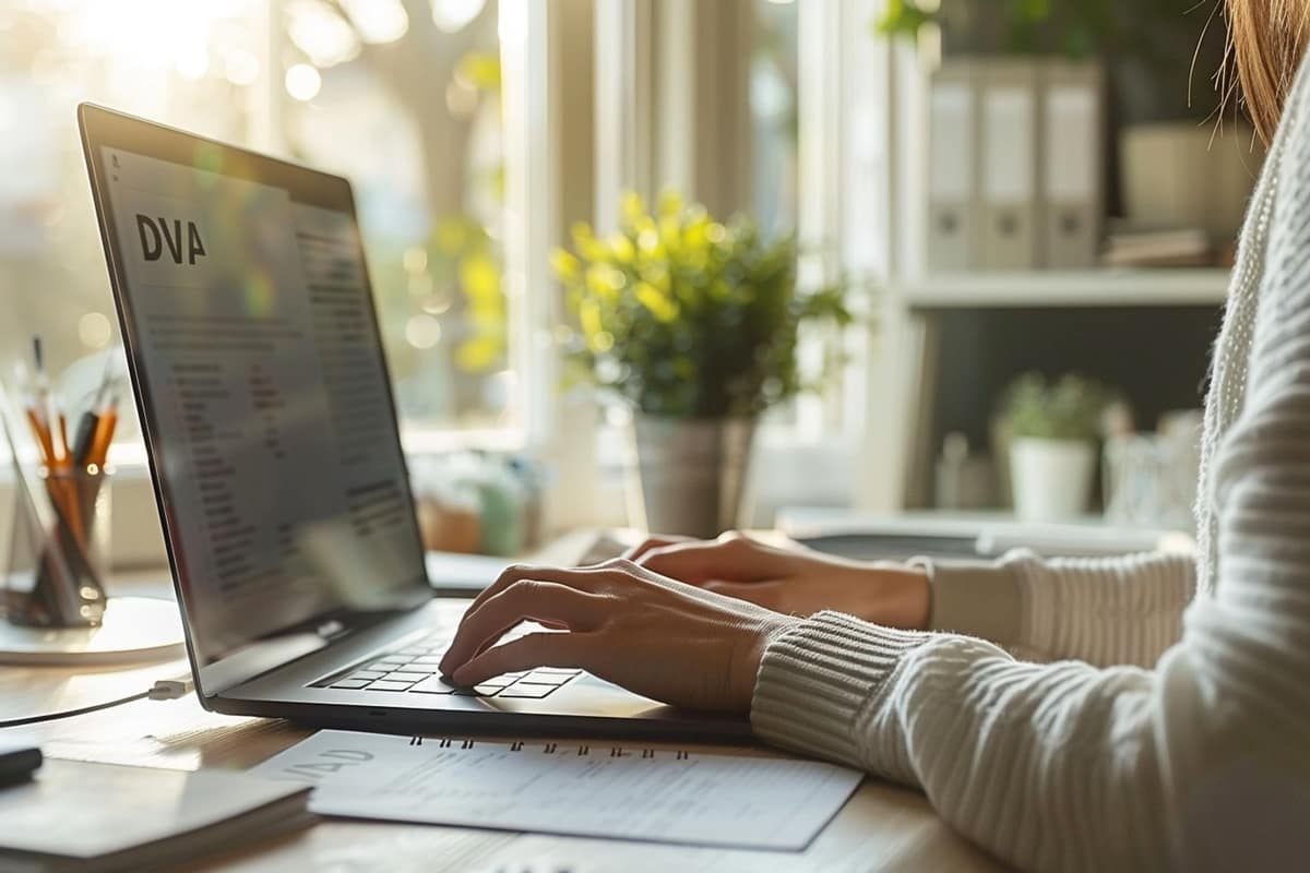 Bureau organisé avec CV imprimé, ordinateur portable et carnet de candidature