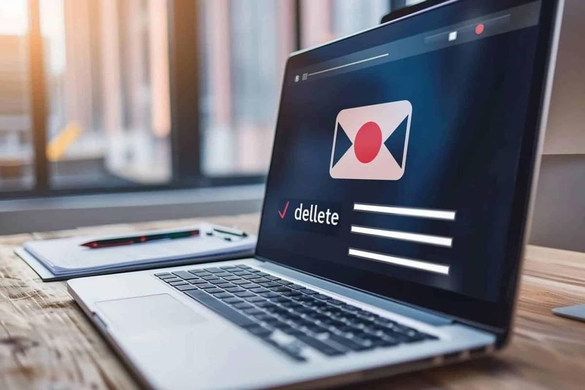 Ordinateur et smartphone préparés pour supprimer une adresse de messagerie