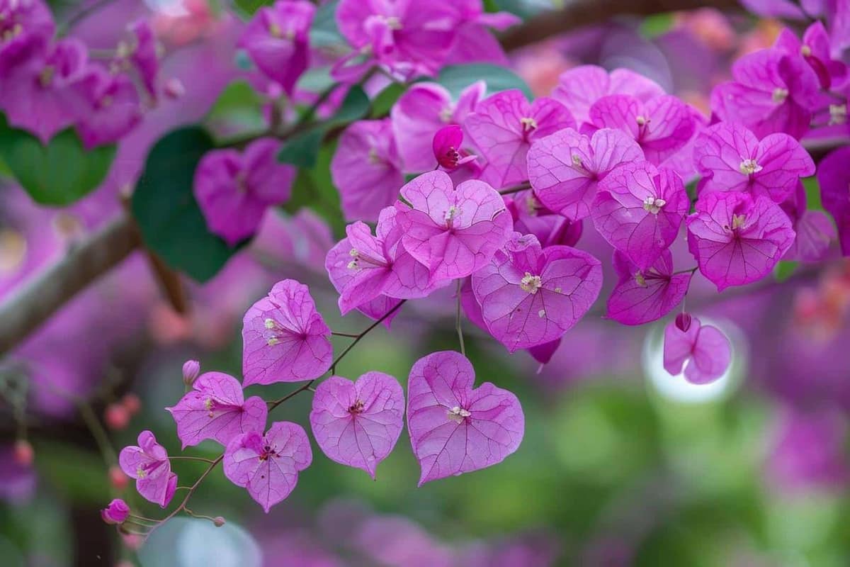 Paulownia fleuri au printemps avec boutons préservés et sécateur au jardin