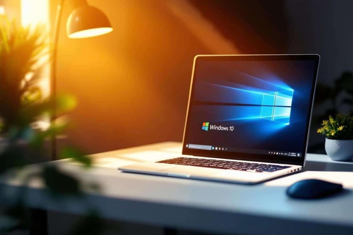 Deux ordinateurs et un disque de sauvegarde sur un bureau domestique