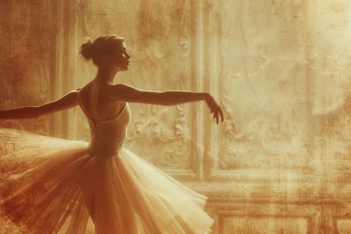 Danseuse adulte travaillant une arabesque à la barre dans un studio lumineux