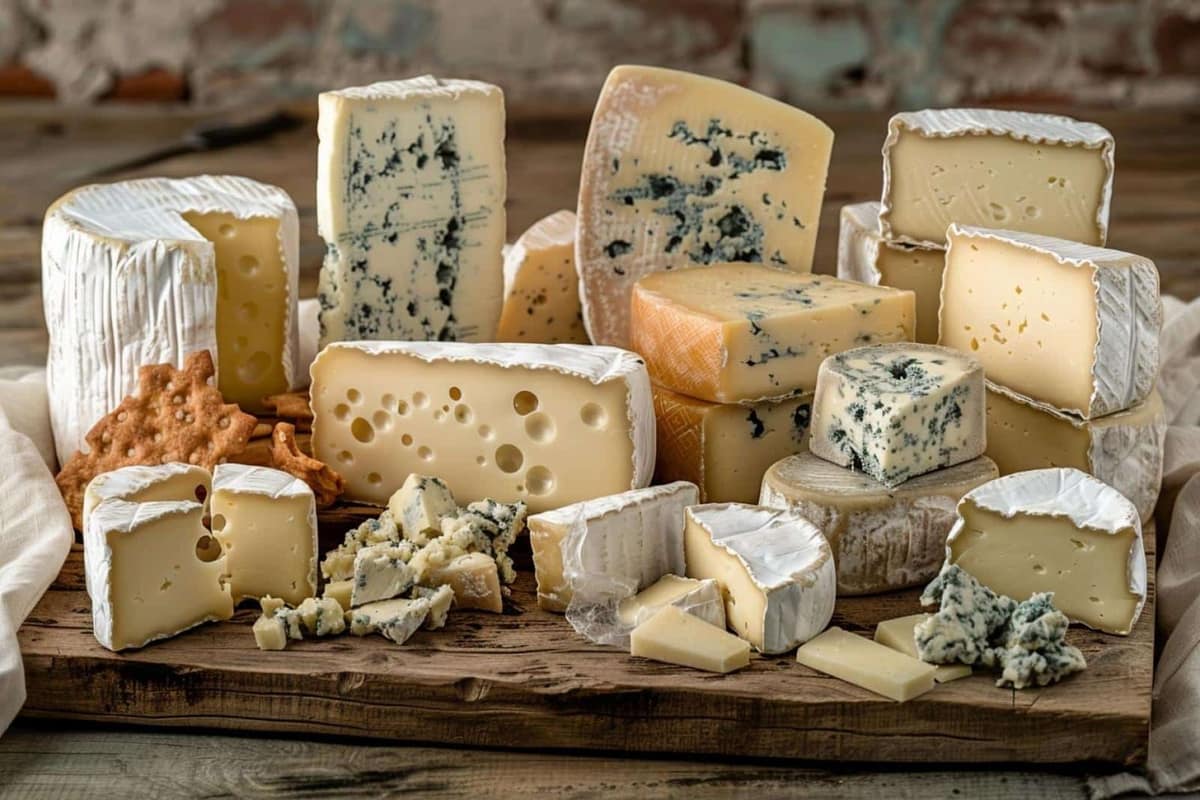 Portions de fromages emballées pour congélation sur un plan de travail clair