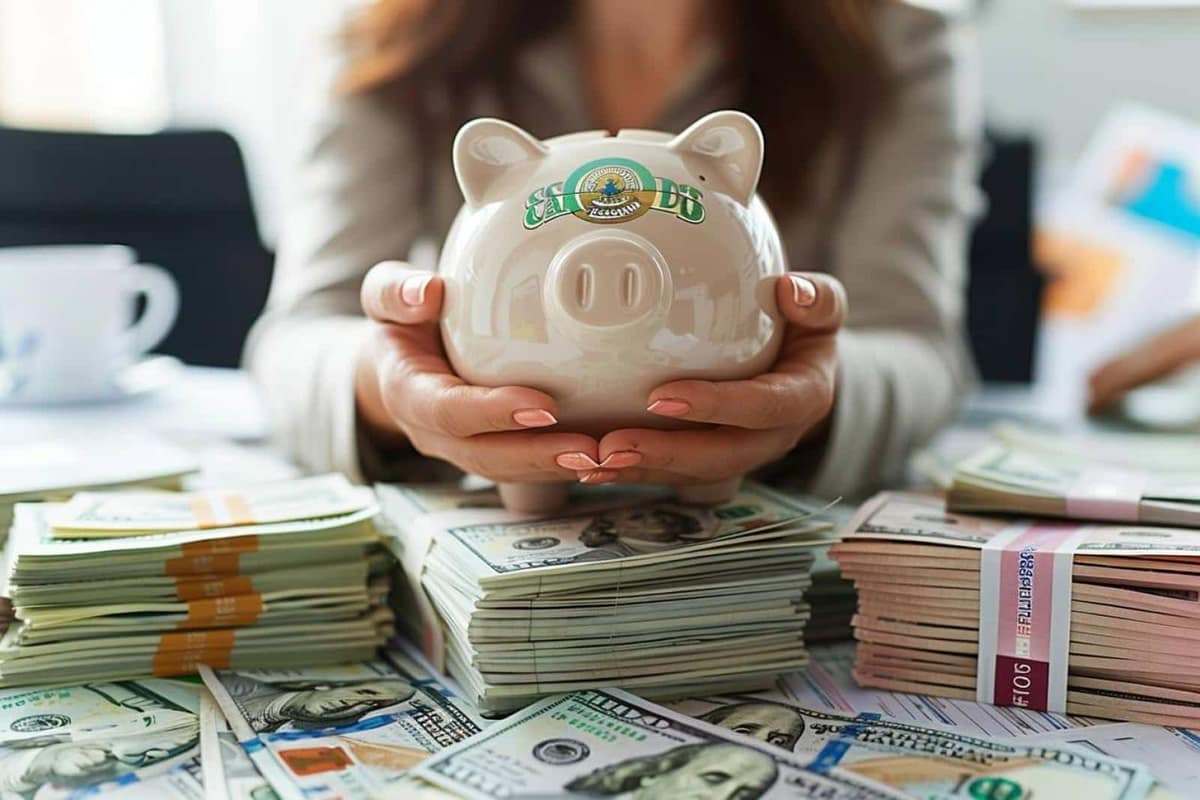 Mains consultant un relevé d’assurance vie et calculant des frais à domicile