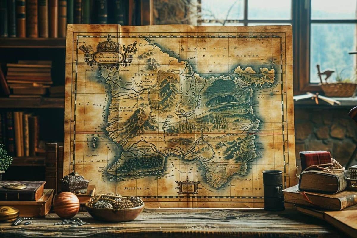 Carte topographique du Gard devant le Pont du Gard et la garrigue