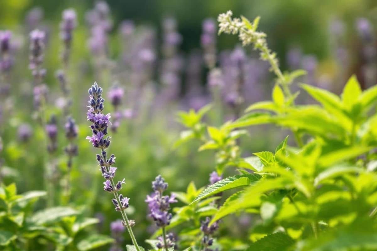 Terrasse fleurie avec citronnelle, lavande et moustiquaire de fenêtre intacte
