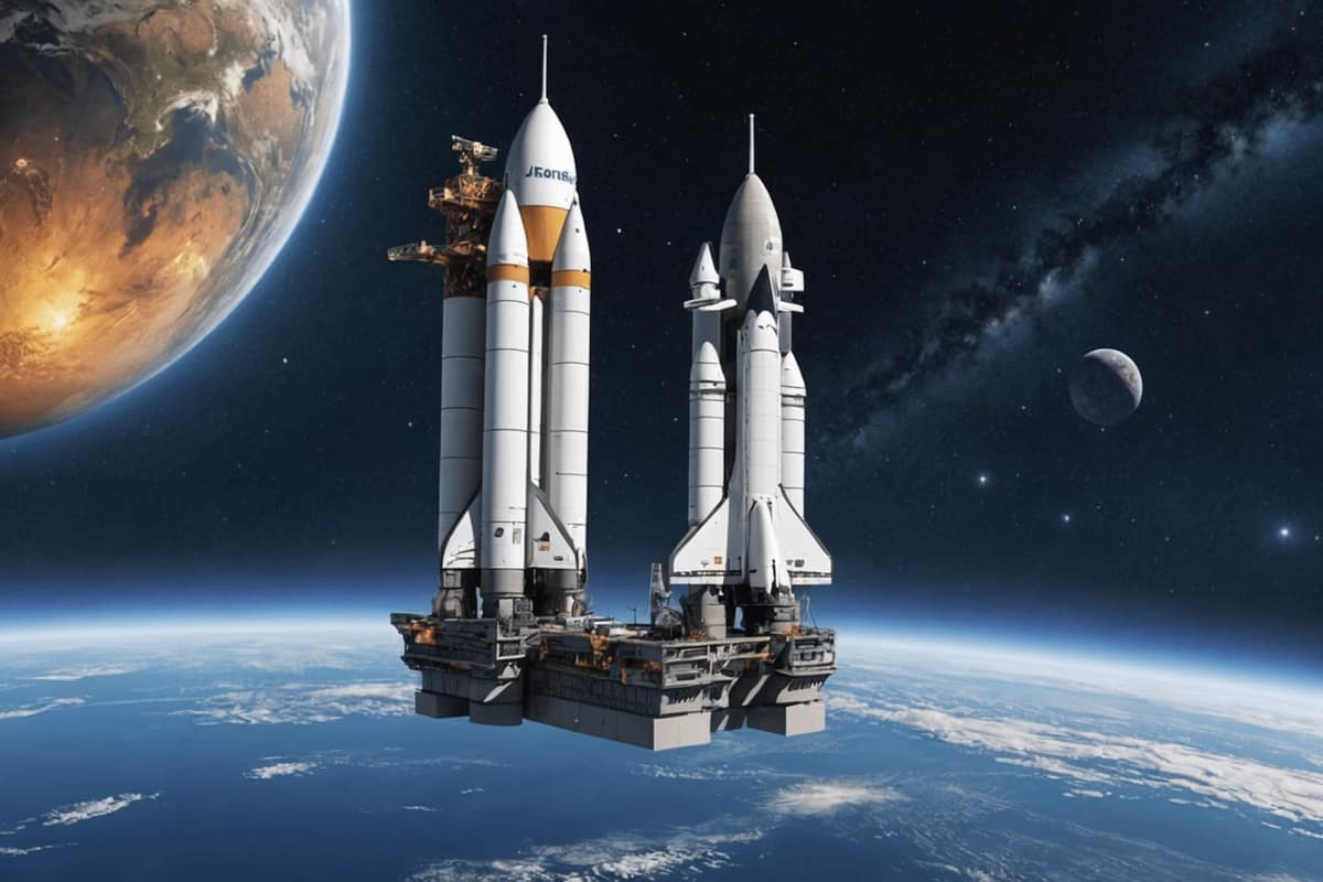 Lanceur européen sur son pas de tir à Kourou au petit matin