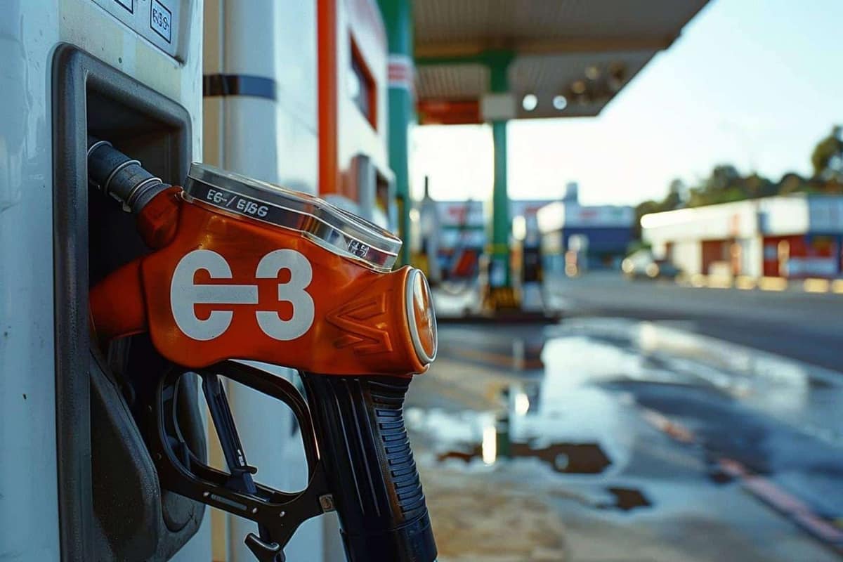 Pistolet de carburant E85 branché sur une voiture essence moderne
