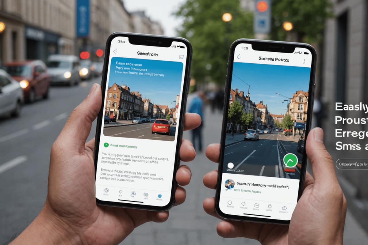 Smartphone affichant une position sur une route de campagne française