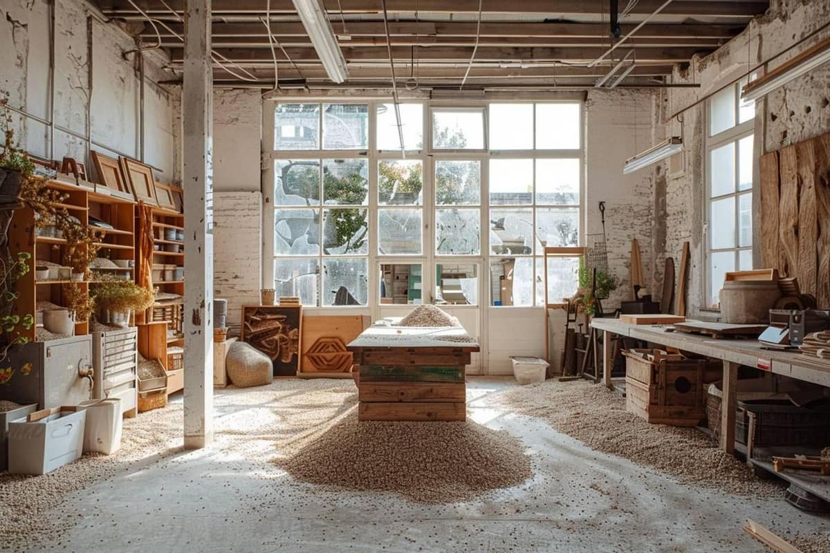 Chaudière à granulés et silo textile installés dans une ancienne chaufferie