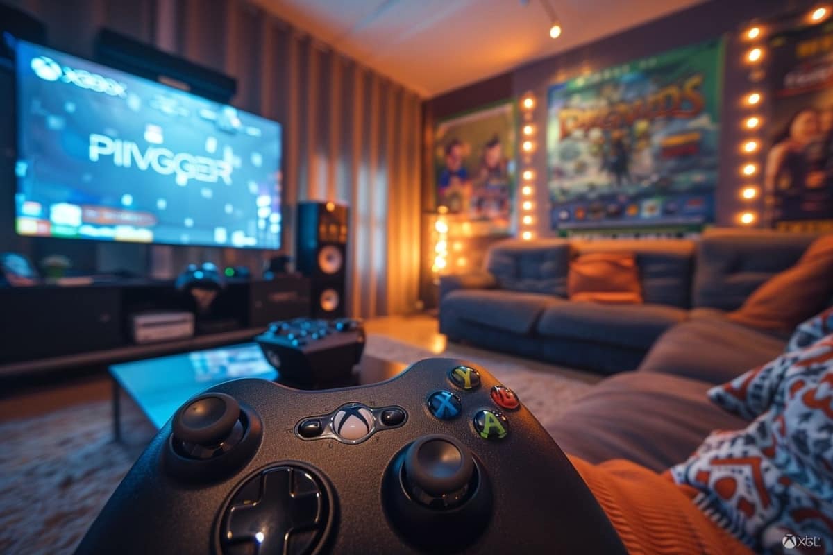 Console Xbox 360 reliée à un téléviseur avec disque dur externe