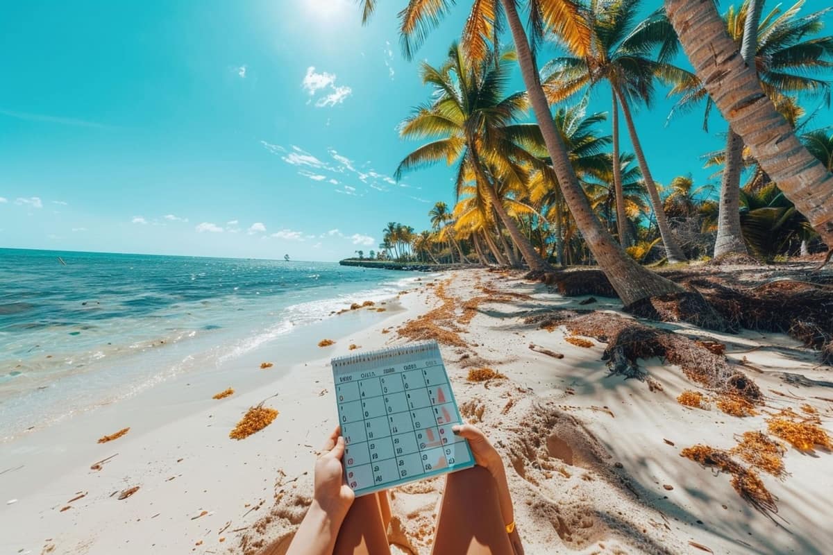Salariée préparant ses dates de congés sur un calendrier à la maison