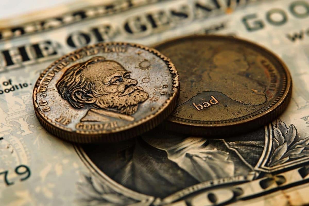 Pièces en euros et ancienne pièce argentée posées sur une table en bois