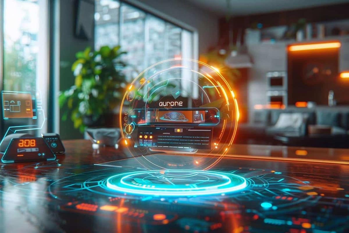 Agenda papier et smartphone posés sur une table de cuisine lumineuse
