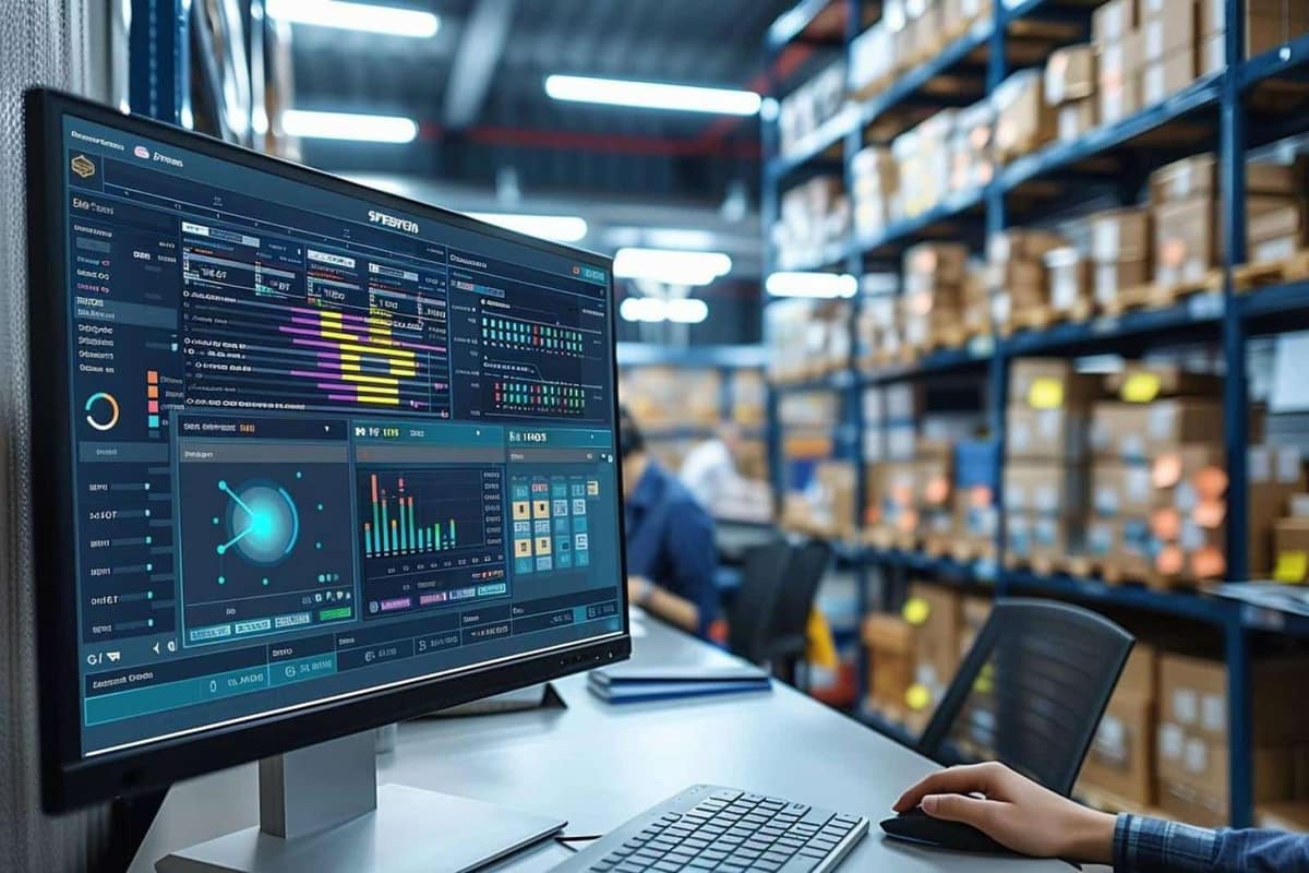 Planificateur logistique devant écran de tournées et véhicules de livraison