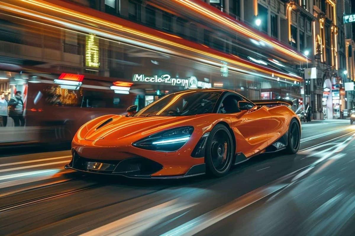 Supercar grise à aileron arrière stationnée sur un circuit français
