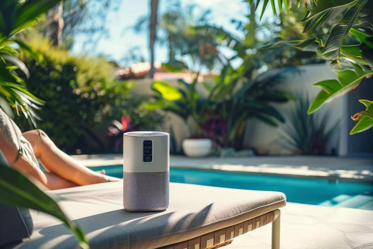 Refroidisseur d’air mobile près d’une fenêtre dans un appartement lumineux