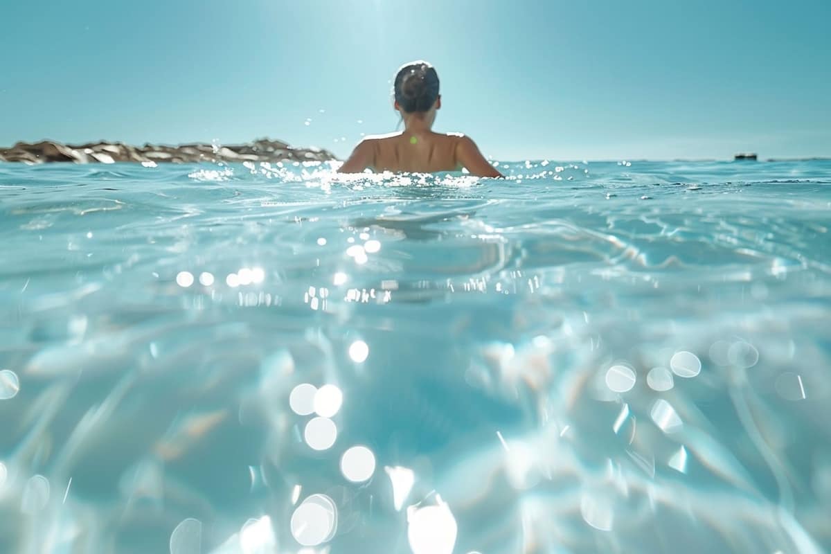 Cours d’aquagym en bassin couvert avec haltères flottants bleus