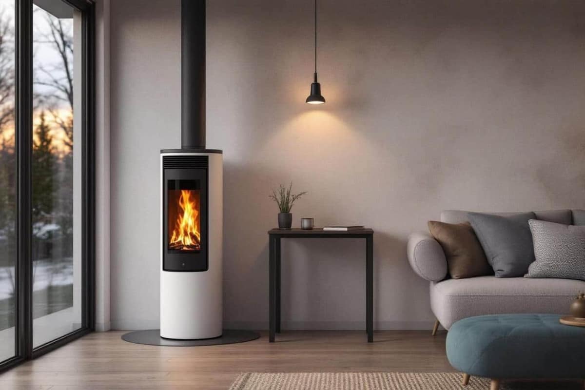 Poêle à granulés moderne avec grille de ventilation inspectée à froid
