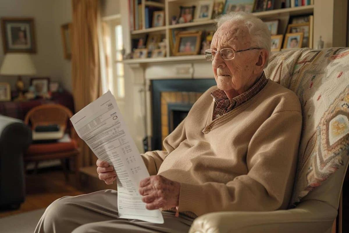 Documents de retraite, calculatrice et lunettes sur une table de cuisine