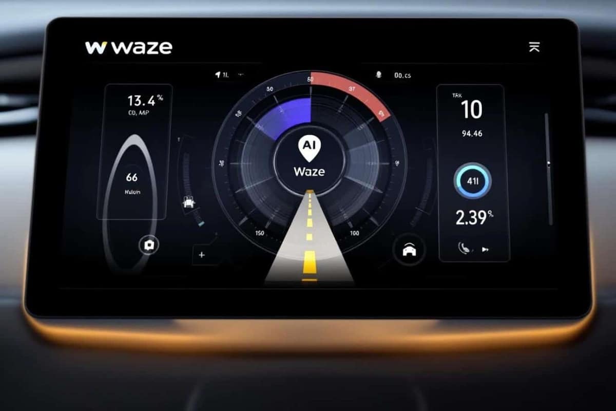 Smartphone sur support affichant une navigation près d’une voie réservée au covoiturage