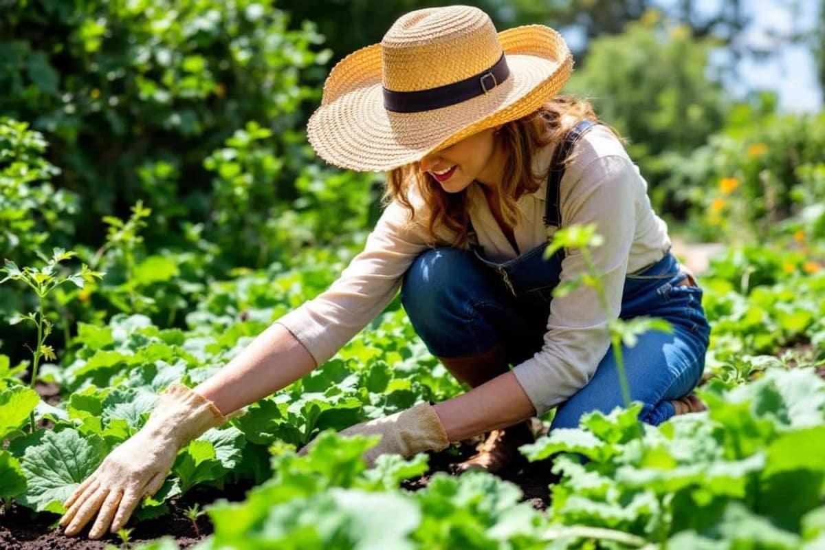 Potager paillé avec oyas, goutte-à-goutte et récupérateur d’eau de pluie