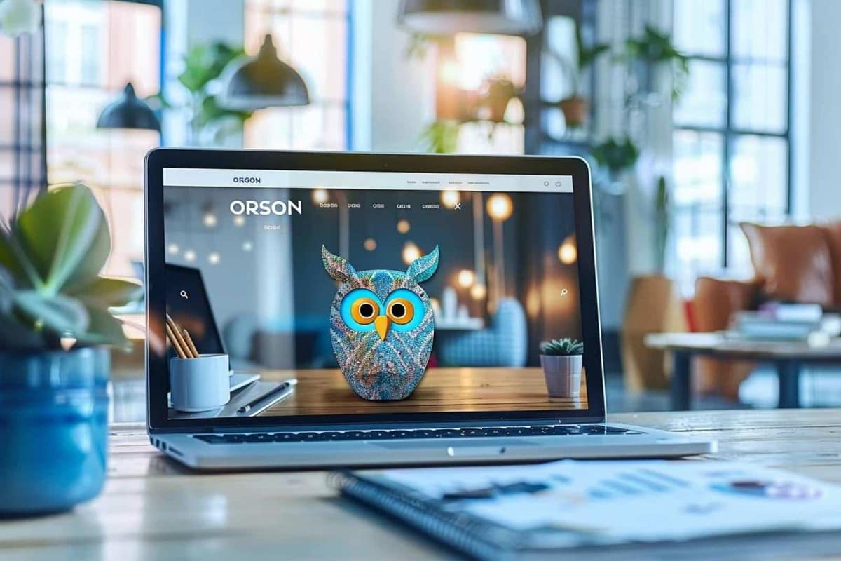 Ordinateur portable affichant un éditeur de site dans un atelier lumineux