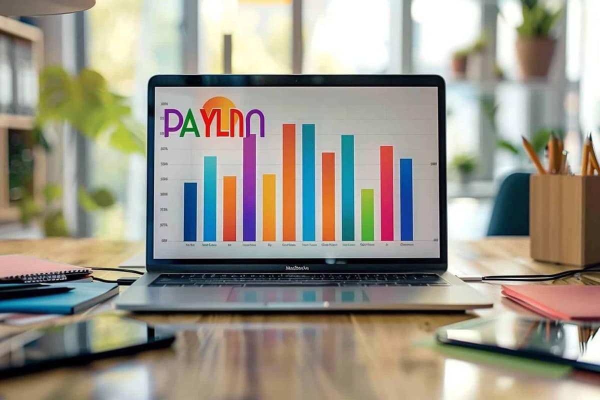 Ordinateur, terminal de paiement et colis sur un bureau de boutique en ligne