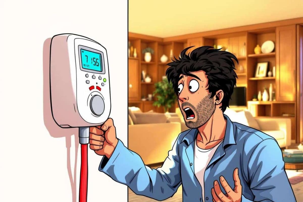 Compteur électrique communicant vert installé dans un placard technique d’appartement