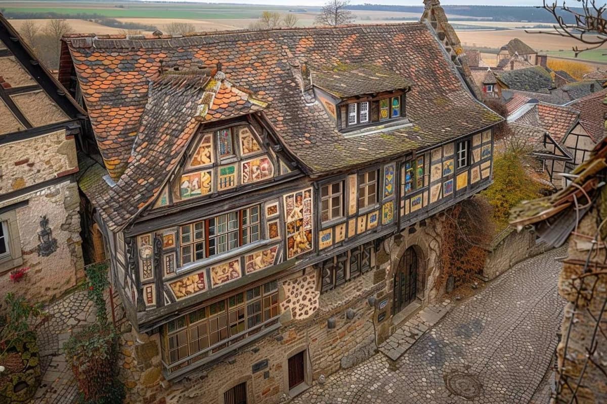 Façade à pan de bois d’une maison médiévale dans une rue française