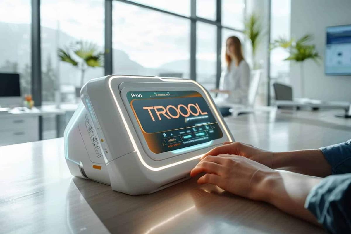 Équipe testant un nouveau flux de travail sur ordinateurs dans un bureau français