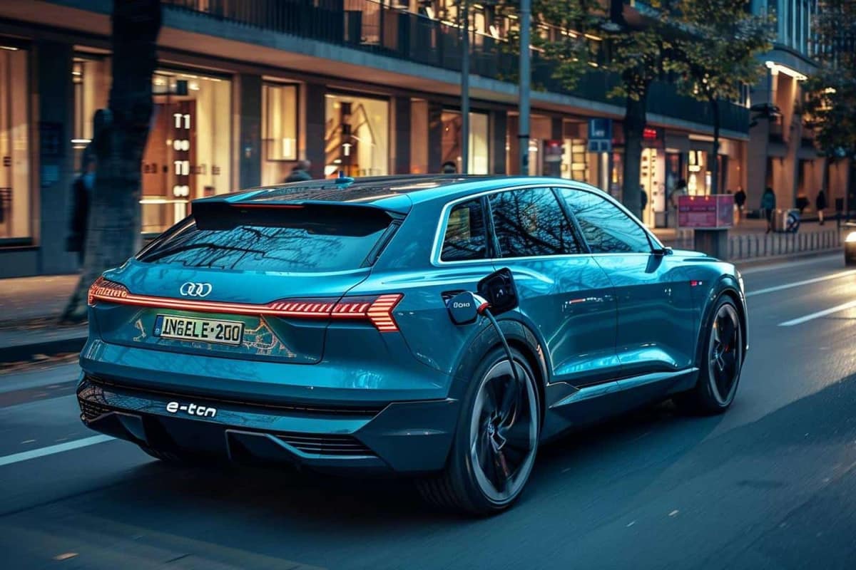 Grand SUV hybride rechargeable branché à une borne devant une maison française