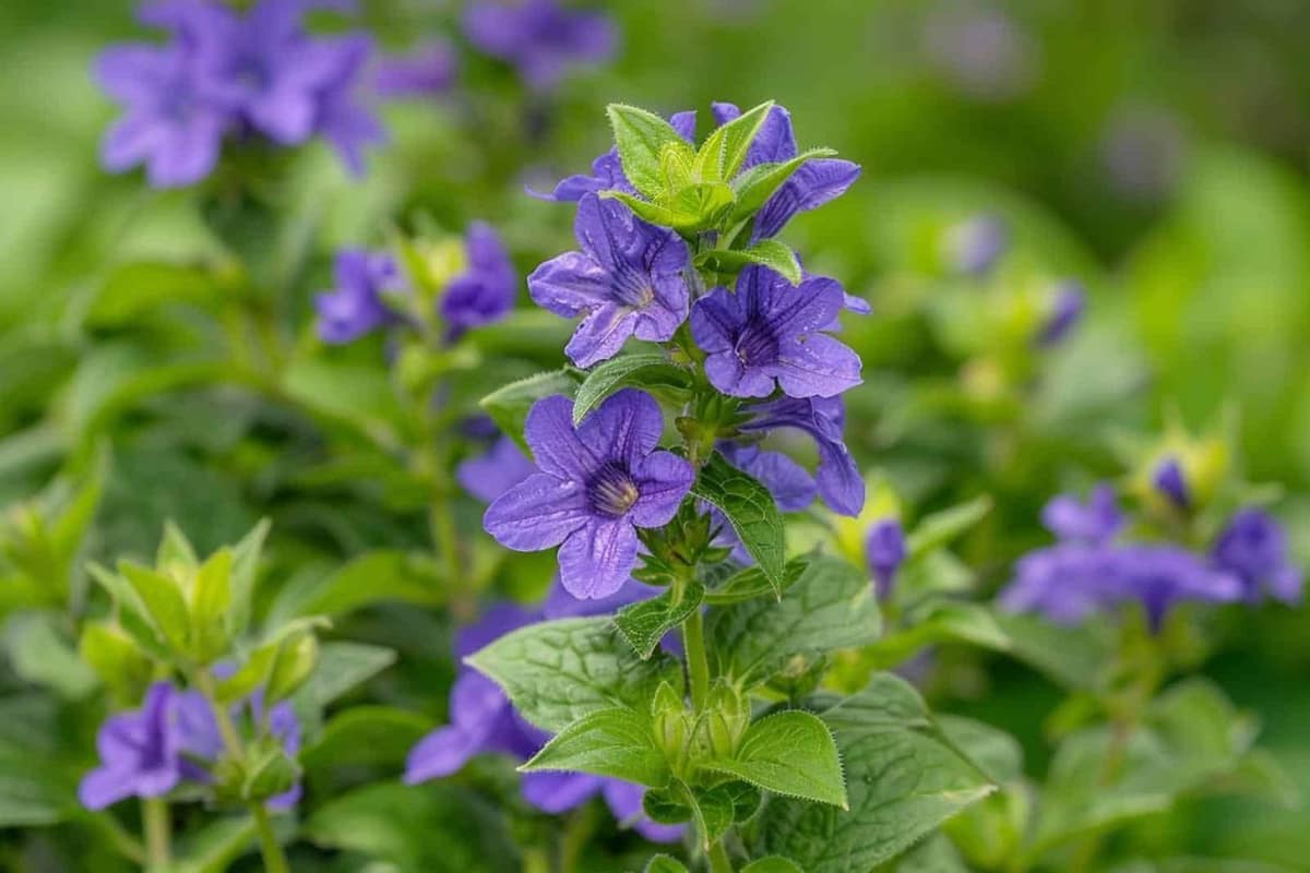Phacélie mauve en fleurs au bord de planches de potager préparées