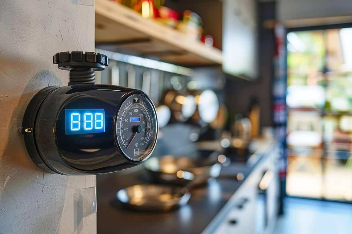Thermostat programmable et relevé de consommation près d’une chaudière murale