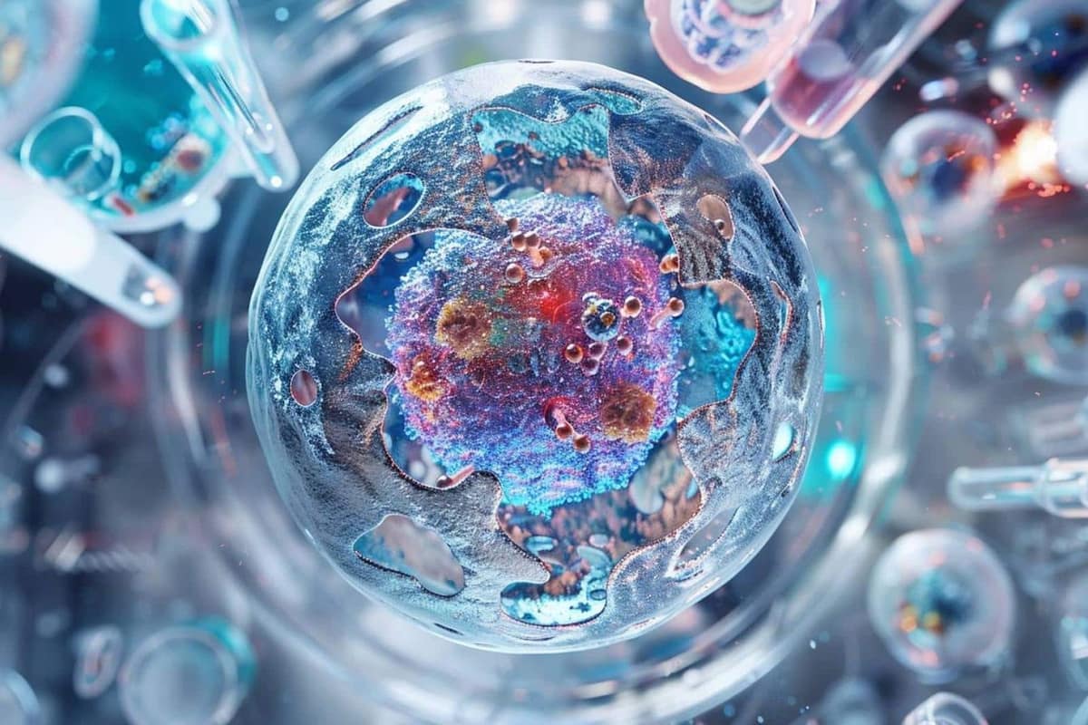 Microscope optique et lame d’épiderme d’oignon sur une table lumineuse