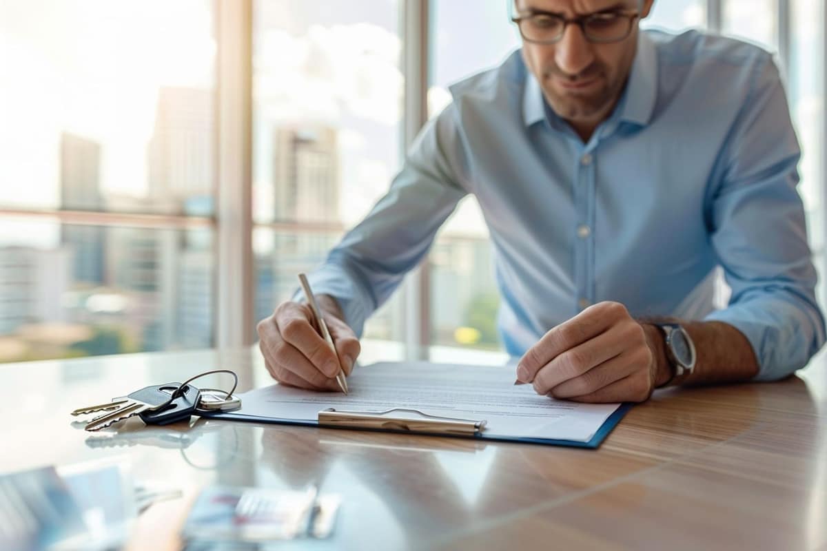Compromis de vente, clés et dossier de diagnostics sur une table de notaire
